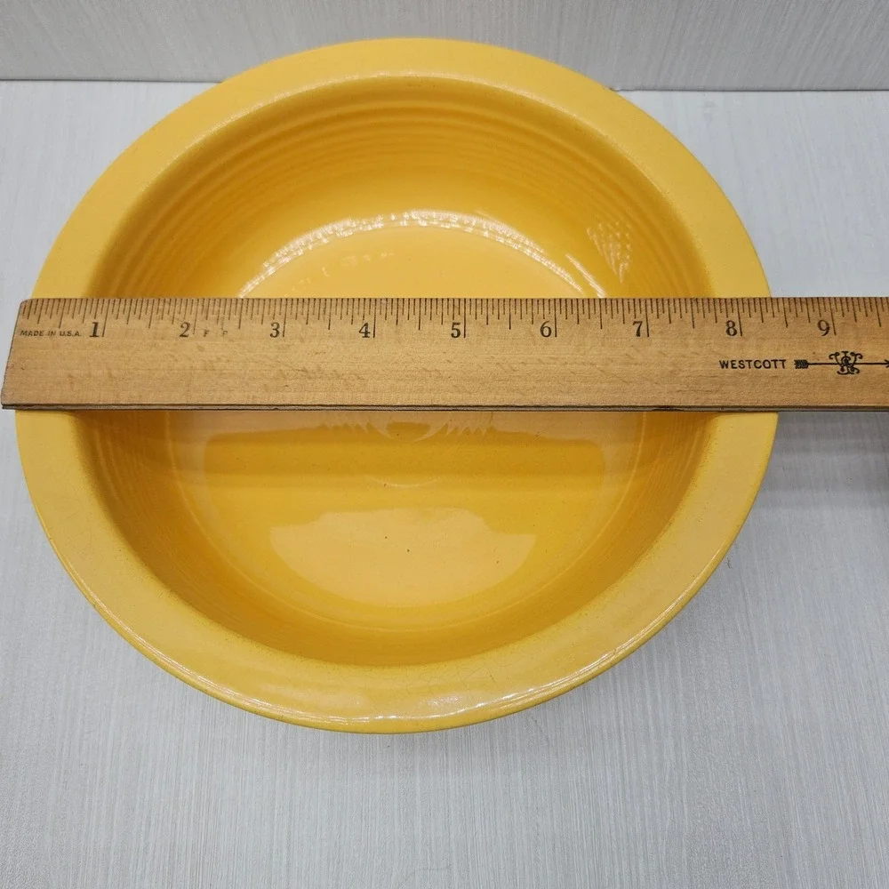 Fiesta Homer Laughlin Yellow 8.25 Inch Fruit Bowl Concentric Rings Ceramic USA